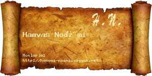 Hamvas Noémi névjegykártya