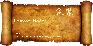 Hamvas Noémi névjegykártya